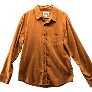 Cornerstore Bodega Flannel Shirt Mens L Tan Cotton Brown Button Down